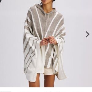 Basin + Range Hooded Striped Sweater Poncho